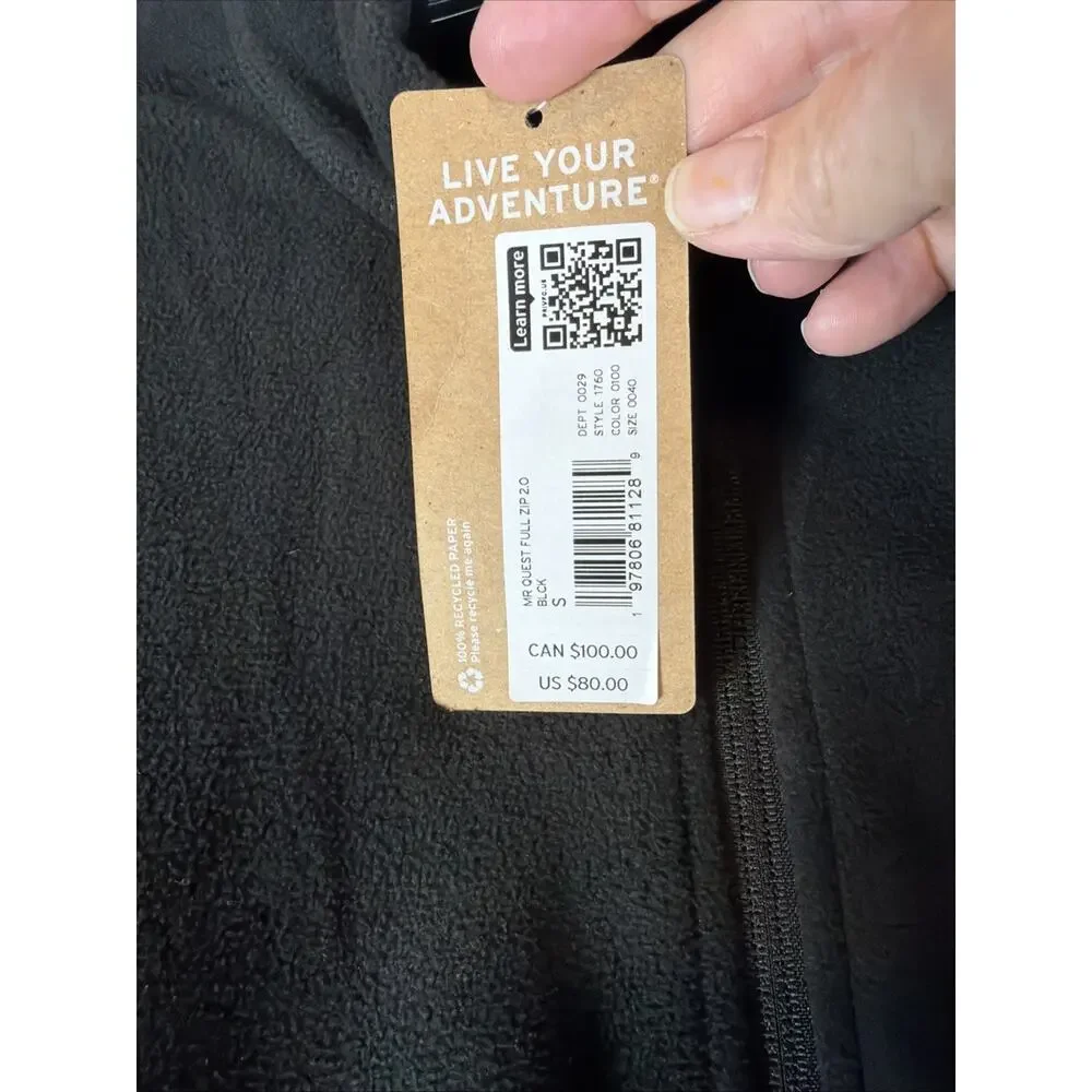 Eddie Bauer Mens Quest Full Zip Fleece Size Small Color Black NWT